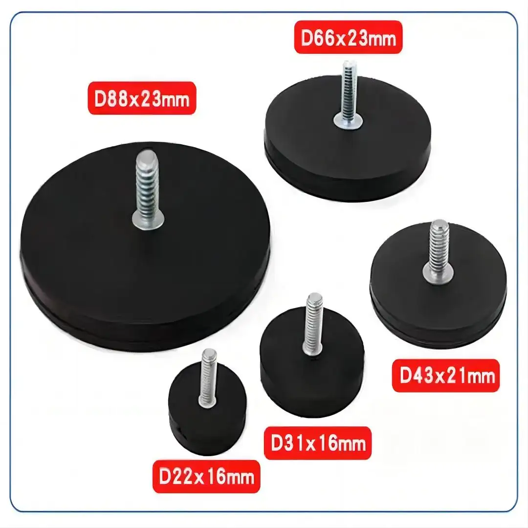 N52 cangkir hisap magnetik Neodymium Magnet kuat pelapis karet plastik nd-fe-B ulir eksternal Internal Magnet Pot dasar tetap