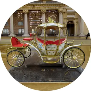 OEM 2024 New Design Wedding Carriage Cinderella Pumpkin Horse-drawn Carriage Passnger Carriage For Tourism Wooden Horse Buggy