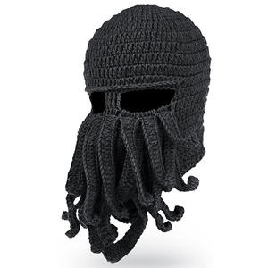Gorro de barba tejido cálido sombrero de pulpo a prueba de viento divertido para hombres mujeres invierno Halloween Cosplay - Product Image 5