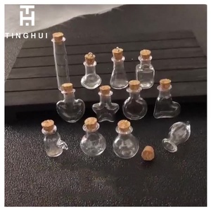 Bouteilles en verre transparentes à large ouverture, vides, décoratives, pour messages de vœux, avec bouchon en bois - Product Image 4