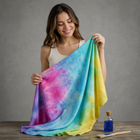 Tissu en rayonne tricoté tie-dye 170 g/m² 160 cm, tissu extensible 30'S R+40D Spandex pour robe et chemisier femme