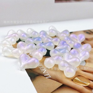Heart Shaped Acrylic <b>Beads</b> Tiny Peach Fine Shimmer For Jewelry Making - Product Image 3