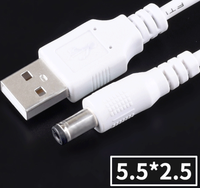 Bxon 1M 2A USB 2,0 a 5,5mm/2,5mm de 5 voltios de barril DC Jack Cable de alimentación