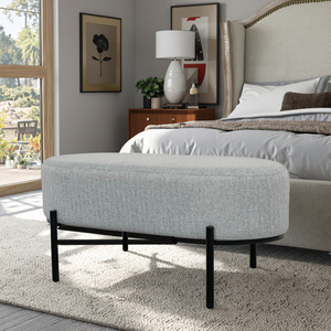 Banco Otomano Moderno Tapizado con Patas Metálicas, Banco <span class=keywords><strong>de</strong></span> Lino para <span class=keywords><strong>Pie</strong></span> <span class=keywords><strong>de</strong></span> <span class=keywords><strong>Cama</strong></span>, Recámara o Entrada - Product Image 3