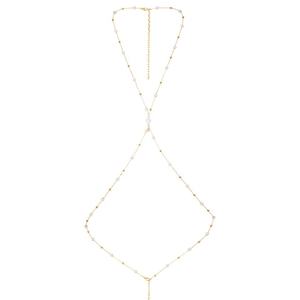 مجوهرات خصر من اللؤلؤ الفضي المستوحى من Gemnel سلسلة جسم من اللؤلؤ الفضي الأنيق لؤلؤ المياه العذبة سلسلة جسم بوهو - Product Image 2