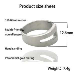 Geometric <b>Titanium</b> Steel Hollow <b>Ring</b> Silver Men's Fashion Jewelry Gift 21001 - Product Image 4