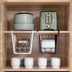 Étagère de rangement murale en fer pour cuisine, panier suspendu pour armoire, porte-gobelets, organisateur, accessoire d'étagère - Product Image 2