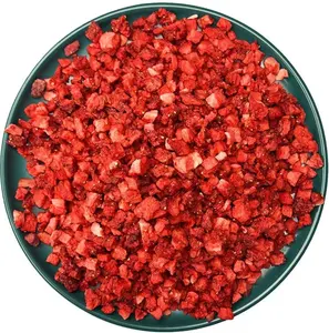 工厂批发冻干草莓丁用于茶或蛋糕切片冷冻干果草莓丁