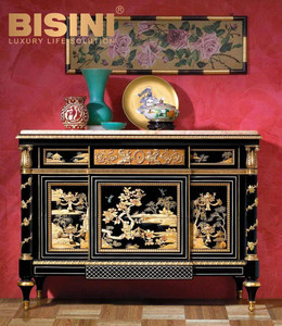 <span class=keywords><strong>Consolle</strong></span> <span class=keywords><strong>e</strong></span> Specchio da Corridoio in Legno con Foglia d'Oro, Mobili Antichi di Lusso - Product Image 4