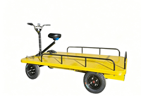 Chariot électrique à plateforme à 4 roues, capacité de charge lourde de 1T, 2,5m x 1,5m, en acier au carbone épaissi, chariot de transport pour ferme et verger