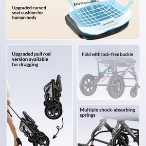 Silla de Ruedas Plegable Ligera y Pequeña para Personas Mayores, Silla de Ruedas Manual Especial para Tránsito, Ultra Ligera, Portátil, Simple, Ayuda para la Movilidad - Product Image 3