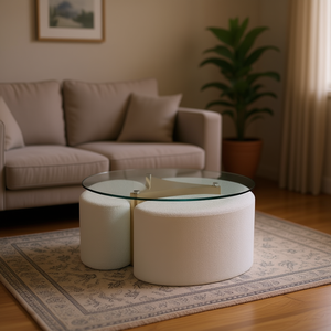 Tavolino da Caffè Rotondo Homeera 100cm con Piano in Vetro, Design Moderno per Arredamento Soggiorno - Product Image 2