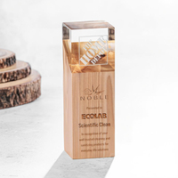 Trophée en bois et cristal personnalisé de prestige avec gravure de logo pour la reconnaissance d'entreprise, cadeau d'affaires, plaque de reconnaissance pour cadres