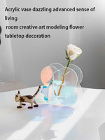 Vase acrylique moderne glaçure transparente colorée pour la présentation de table dans le salon, la salle à manger ou le bureau pour l'ornement de fleurs