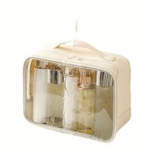 New High-End <b>Transparent</b> PVC Candy Water Resistant Storage <b>Bag</b> Portable Large Travel Case Zipper Soft Handle Women's Cosmetic - Product Image 3