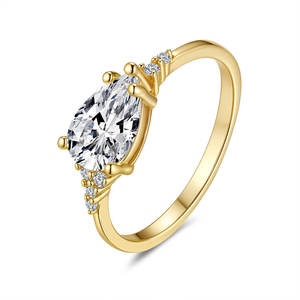 Anillo de Halo en forma de pera 5A Zirconia cúbica 925 Plata de Ley chapado en oro anillo de promesa de compromiso para joyería de mujer - Product Image 5