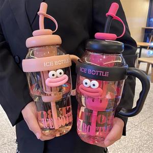 Taza de helado de gran capacidad, botella de agua de boca grande para niña de aspecto alto con colador de té de paja, taza de plástico de té perfumada - Product Image 4