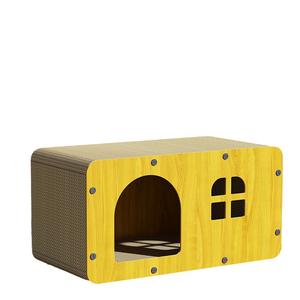 Geniş dört sezon istiflenebilir ahşap kedi yatak büyük kedi yuva <span class=keywords><strong>Pet</strong></span> ev oturma odası kullanımı için düğme kapatma ile katı desen - Product Image 5