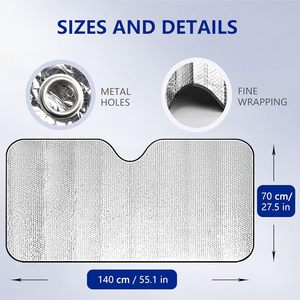 Housse de pare-brise avant de voiture pliable légère de haute qualité, résistante à la chaleur, avec bulles isolantes - Product Image 3