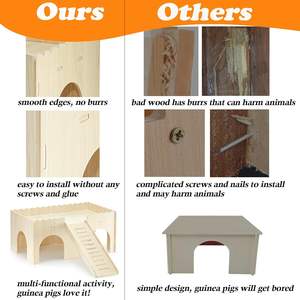 Grande <span class=keywords><strong>Habitat</strong></span> per animali staccabile in legno 4 ingressi rampa castello scale rifugio caverna capanna per cavie ricci piccola gabbia per animali domestici - Product Image 5