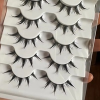5 paires de faux cils de style anime, faux cils de style démon dramatique, courbe en D, réutilisables