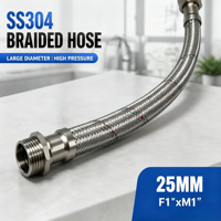 Tuyau flexible tressé haute pression anti-fuite en acier inoxydable SS304 robuste avec joint EPDM pour système d'alimentation en eau de cuisine et toilettes
