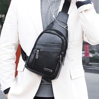 Tas dada tunggal pria, ransel selempang kulit PU tahan air untuk pria