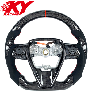 อุปกรณ์ตกแต่งภายในรถยนต์สำหรับ Toyota Camry XSE TRD SE 2012-2024 Corolla LE RAV4 พวงมาลัยหุ้มหนังกลับแบบสปอร์ตคาร์บอนไฟเบอร์ - Product Image 1