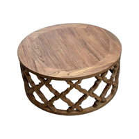 Table basse Hoolnn HL230 de style vintage français, artisanale, écologique, durable, en bois d'orme recyclé, personnalisable, pour salon