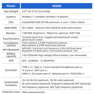 Cenava W80N <span class=keywords><strong>8</strong></span> Inch Win 11 Gồ Ghề Máy Tính Bảng Quad Core N5100 CPU Với GPS 5G LTE Wifi Cầm Tay PC - Product Image 2