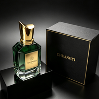 Flacon de parfum de luxe vert foncé à facettes, 30ml 50ml 100ml, avec capuchon doré, flacon pulvérisateur de parfum vide avec boîte cadeau, logo personnalisé, vente en gros