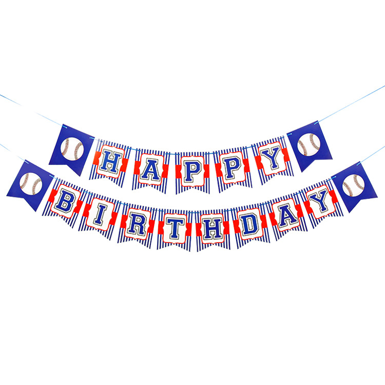 Factory wholesale exquisite banner colorful theme birthday party decoration flag pull happy birthday banner
