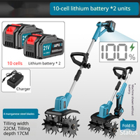 Micro-cultivateur manuel électrique à batterie au lithium, pliable et rétractable, pour le désherbage et le labourage du sol, bleu/jaune/rouge