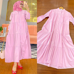 Venta al por mayor de fábrica de nuevos vestidos musulmanes de algodón de manga larga para mujeres árabes túnicas Abaya mujeres vestido musulmán - Product Image 4