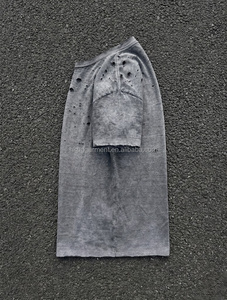 Camiseta Oversize de Algodón para Hombre, Estilo Boxy, Gris, Efecto Vintage Lavado al Ácido, Camiseta Desgastada Personalizada - Product Image 3