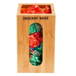 Soporte para bolsas naturales, dispensador de bolsas de basura de bambú de madera, organizador de plástico para cualquier sala de estar - Product Image 1