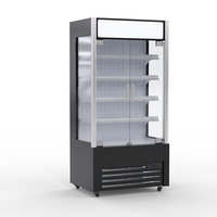 Réfrigérateur de supermarché à rideau d'air multicouche avec écran LED et 4 étagères intégrées, contrôle numérique de la température réglable
