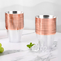 Verre à champagne en or rose personnalisé de 9oz en plastique transparent à bordure jetable à paroi unique pour fête et mariage