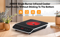 Plaque chauffante électrique infrarouge portable 2000W, cuisinière à brûleur unique avec commande tactile, design étanche, certifiée CE CB, pour usage en cuisine