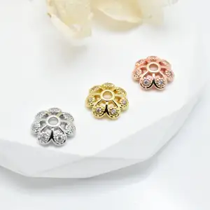 100 teile/beutel Schmuck Making Findings Vergoldete Messing Kupfer Blume Spacer Caps für DIY Frauen Armband Halskette