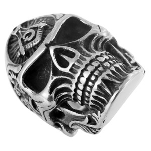 yunnique Stainless Steel <b>Skull</b> <b>Ring</b> Men's Silver Color Skeleton Design Fashion Jewelry Gift Occasion Geometric Pattern - Product Image 5
