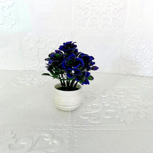 Plante artificielle en pot Qi Xing, rose, 13 cm, plastique, décoration d'intérieur, petit ornement - Product Image 4