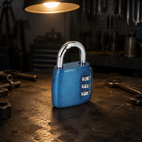 Cadenas à combinaison SAMHOO bleu métallisé scintillant à 3 chiffres en alliage de zinc, petit cadenas pour casier, boîte à outils, tiroir