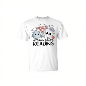 Camiseta con estampado digital de Nothing Beats Reading, unisex, para adultos, manga corta, cuello redondo, regreso a la escuela, graduación, amante de los libros, profesor - Product Image 2