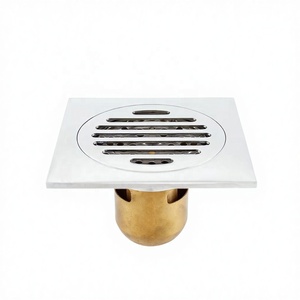 Siphon de sol carré moderne en laiton 120 mm, anti-odeur, écologique, électroplaqué, pour salle de bain, baignoire, hôtel - Product Image 1