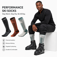 Chaussettes de ski en laine thermique tricotée pour l'hiver, chaudes, à séchage rapide, écologiques, pour les sports de plein air, avec logo personnalisé sur le bas du mollet