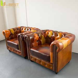 Poltrona Singola Industriale Retrò in Pelle per Soggiorno, Arredamento Personalizzabile per Pub, Club, Studio - Product Image 3