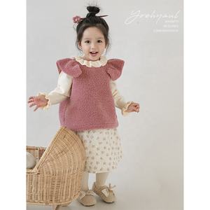 الخريف بلا أكمام سترة محبوك بلون واحد الفتيات تانك الأعلى صدرية تيدي ملابس تريك بالجملة أطفال تيدي سترات أطفال - Product Image 4