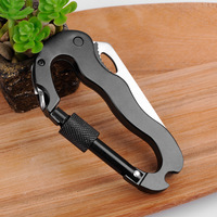 Outil multifonction 5 en 1, couteau mousqueton pliable, boucle de porte-clés en forme de D, outil de survie EDC