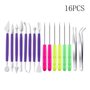 Bview Art 16-Piece Ceramic Clay <strong>Modeling</strong> Tools for Stone Carving Knife &amp; Sugar <strong>Work</strong> Wood Handle - Product Image 2